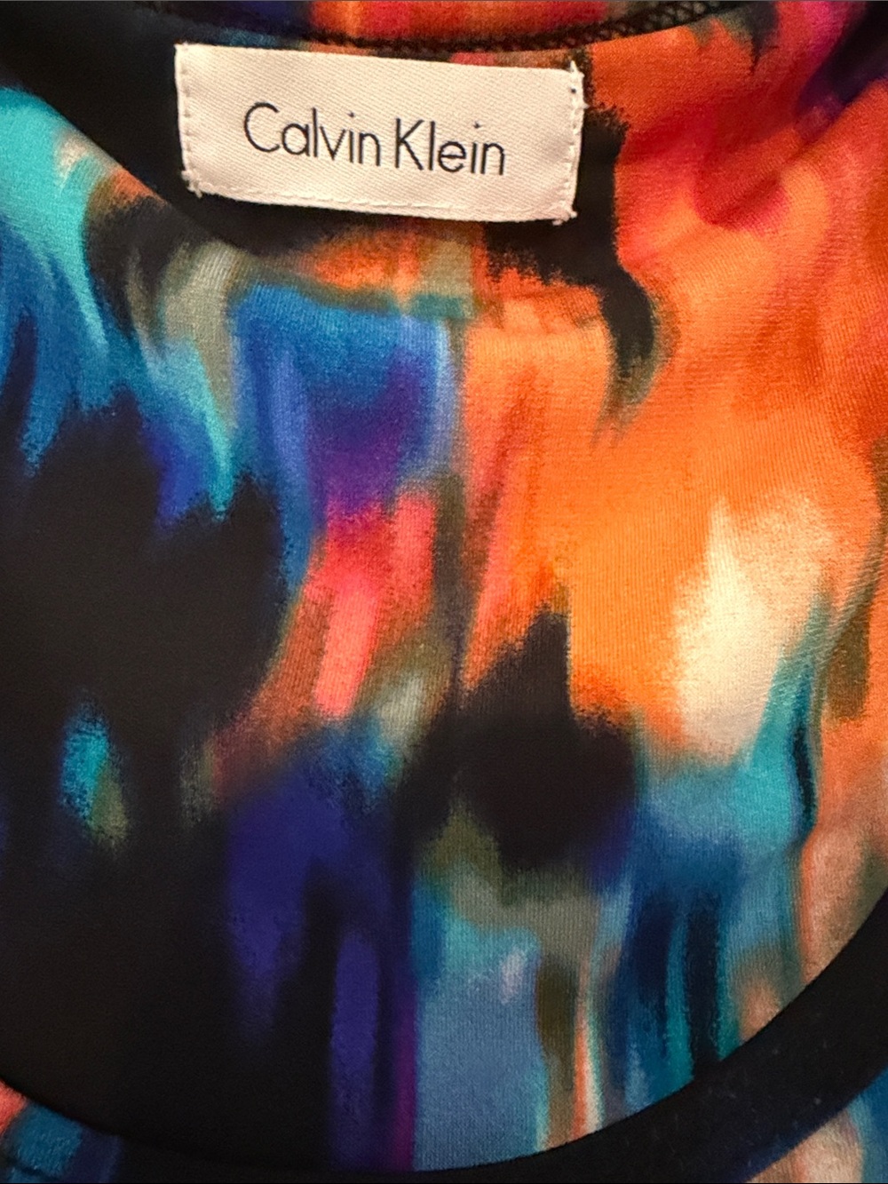 Calvin Klein Black  Multicolor Abstract Print Maxi Dress - Picture 4 of 7